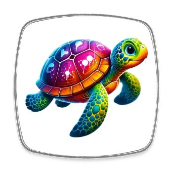 Tortue - Magnet carré - blanc - Devant