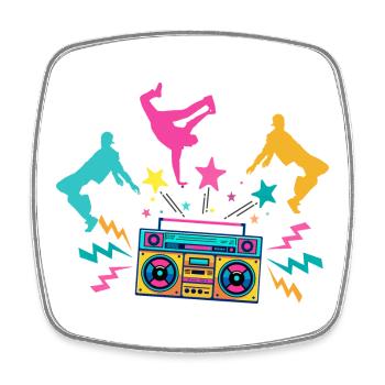Ghettoblaster Neon tanzende Silhouetten - Viereckiger Kühlschrankmagnet - Weiß - Vorne
