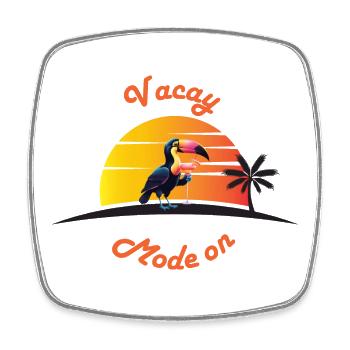 Toucan at sunset with a drink - Square fridge magnet - white - Front