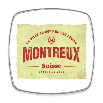 Montreux Vintage Stadtstempel - Viereckiger Kühlschrankmagnet - Weiß - Vorne