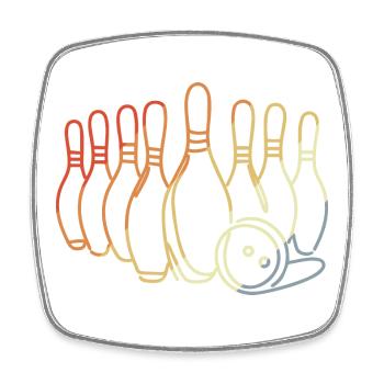 Quilles et boule de bowling vintage - Magnet carré - blanc - Devant
