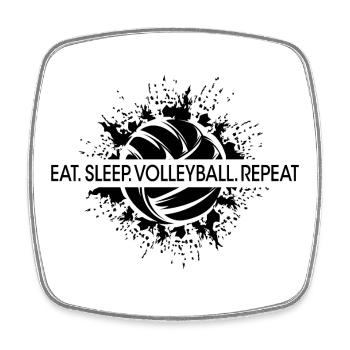 eat sleep volleyball repeat Beach Volleyball Logo - Square fridge magnet - white - Front