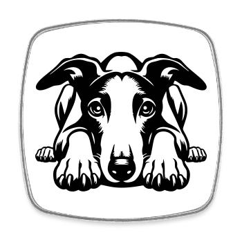 Whippet Head with Paws - Square fridge magnet - white - Front