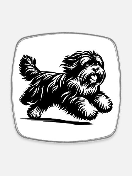 Tibet Terrier - Viereckiger Kühlschrankmagnet - Weiß