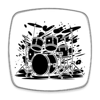 Drum Sketch - Square fridge magnet - white - Front