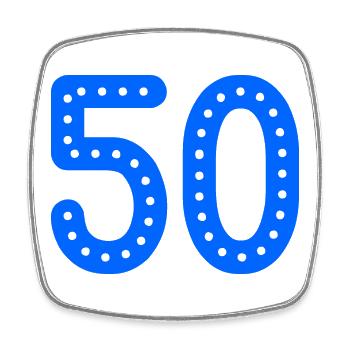 50. 50 ANS. 50e ANNIVERSAIRE. ANNIVERSAIRE 50 ANS. - Magnet carré - blanc - Devant