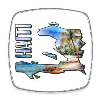 Aquarell Landkarte Haiti - Viereckiger Kühlschrankmagnet - Weiß - Vorne