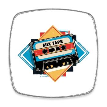 Mix Tape Vintage Grafik - Viereckiger Kühlschrankmagnet - Weiß - Vorne