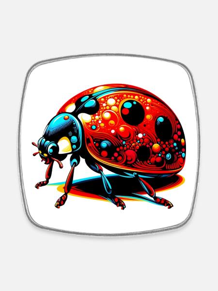 Ladybird - Square fridge magnet - white