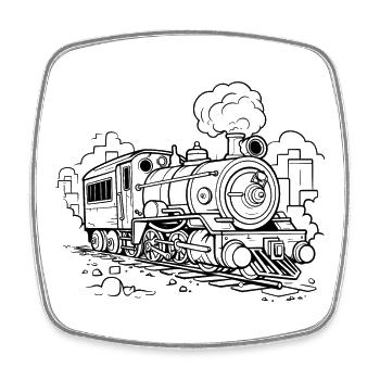 Locomotive Drawing - Square fridge magnet - white - Front