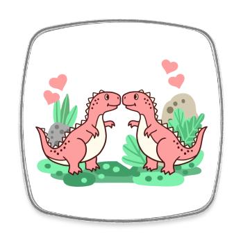 Dinosaurier T-Rex Valentinstag - Viereckiger Kühlschrankmagnet - Weiß - Vorne