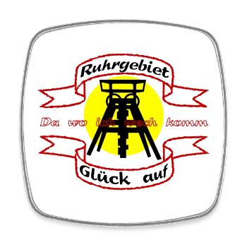 Zeche Förderturm im Ruhrgebiet - Viereckiger Kühlschrankmagnet - Weiß - Vorne