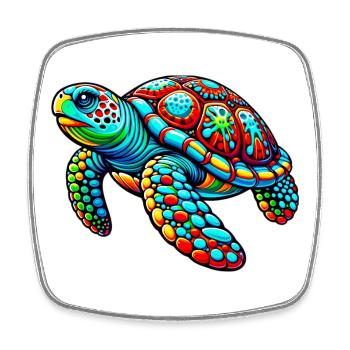Turtle - Square fridge magnet - white - Front