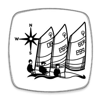Optimist Sailboat Regatta Kids Sailing Shirt Opti - Square fridge magnet - white - Front