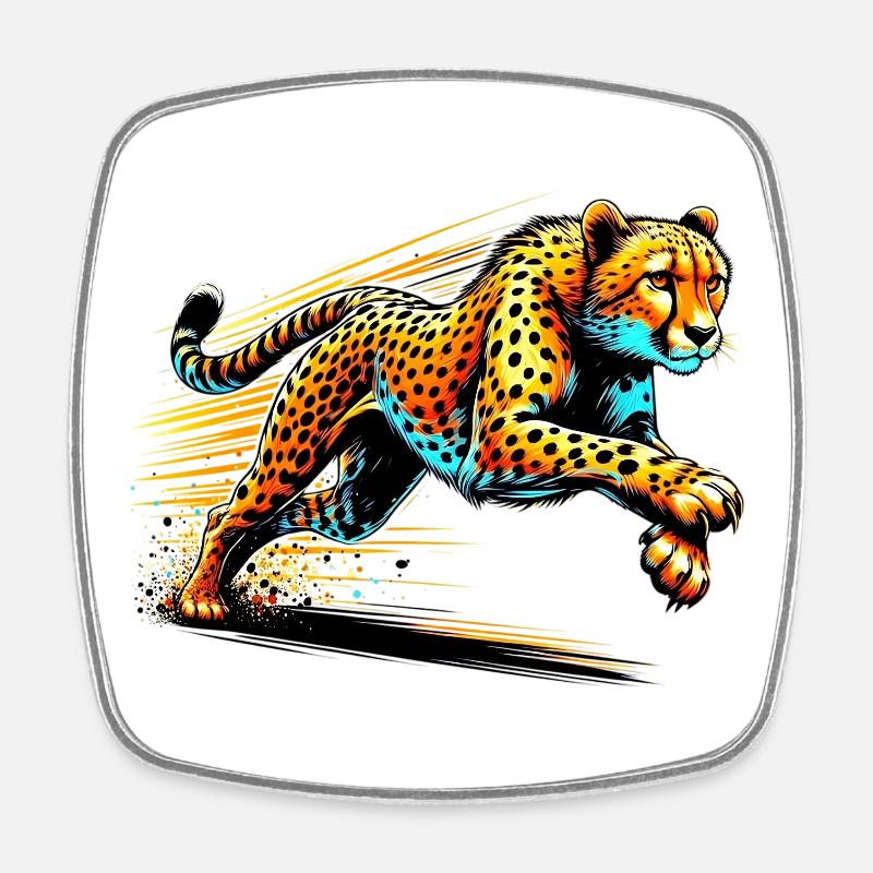 Gepard - Viereckiger Kühlschrankmagnet - Weiß