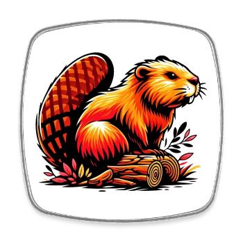 Beaver - Square fridge magnet - white - Front