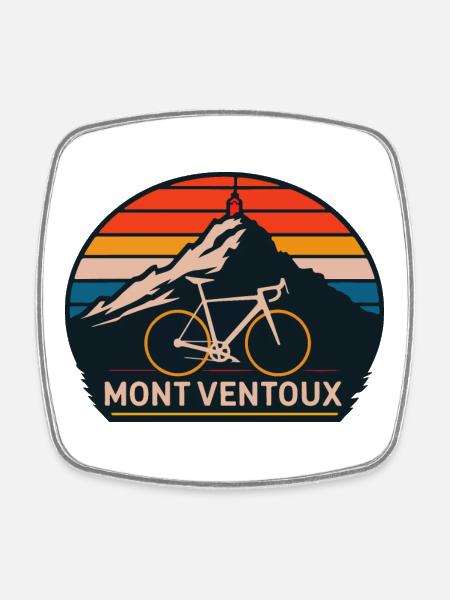 Mont Ventoux with Bike - Square fridge magnet - white
