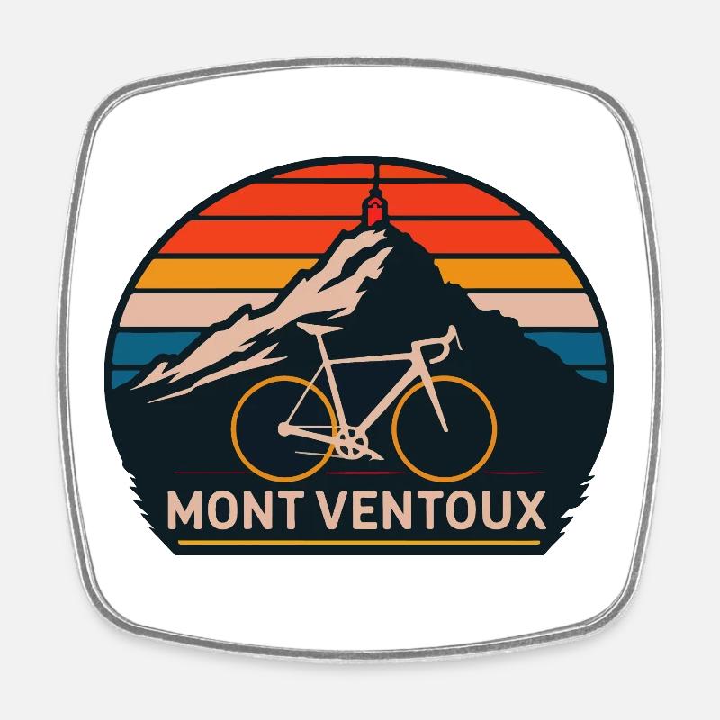 Mont Ventoux with Bike - Square fridge magnet - white