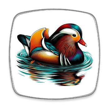 Mandarin duck - Square fridge magnet - white - Front