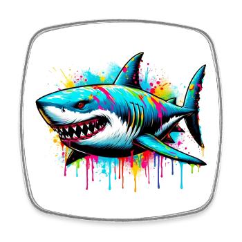 Requin - Magnet carré - blanc - Devant