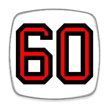 60. 60 ANS. 60e ANNIVERSAIRE. ANNIVERSAIRE 60 ANS. - Magnet carré - blanc - Devant