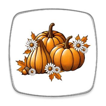 Herbst Kürbisse mit Blumen & Laub in warmen Farben - Viereckiger Kühlschrankmagnet - Weiß - Vorne