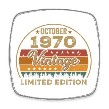 Millésime Octobre 1970 Cadeau d’Anniversaire - Années 1970 - Magnet carré - blanc - Devant