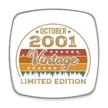Millésime Octobre 2001 Cadeau d’anniversaire - 2001 - Magnet carré - blanc - Devant