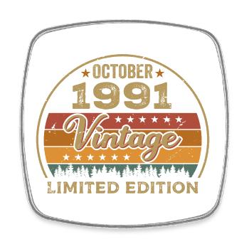 Millésime Octobre 1991 Cadeau d’anniversaire - 1991 - Magnet carré - blanc - Devant