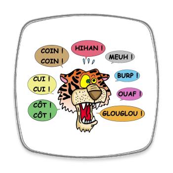 Tigre polyglotte - Magnet carré - blanc - Devant