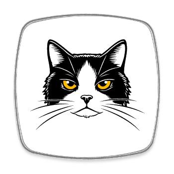 Illustration d’une tête de chat. - Magnet carré - blanc - Devant