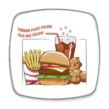 lieber Fast Food als no Food - Viereckiger Kühlschrankmagnet - Weiß - Vorne