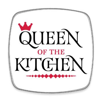 Queen of the Kitchen - Viereckiger Kühlschrankmagnet - Weiß - Vorne