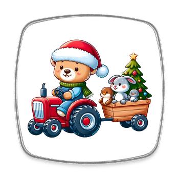 Teddy als Weihnachtsmann mit Otter und Hase - Viereckiger Kühlschrankmagnet - Weiß - Vorne