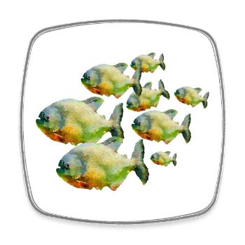 Fish in a shoal - Square fridge magnet - white - Front