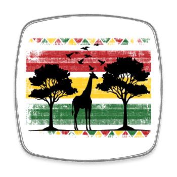 Giraffen-Silhouette im Sunsetwald - Viereckiger Kühlschrankmagnet - Weiß - Vorne