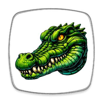 Alligator-Krokodil - Viereckiger Kühlschrankmagnet - Weiß - Vorne