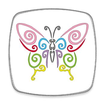Symbole d'un papillon multicolore - Magnet carré - blanc - Devant