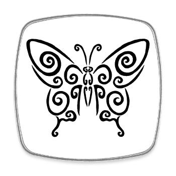Symbole d'un papillon noir - Magnet carré - blanc - Devant