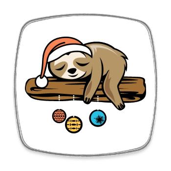 paresseux Père Noël arbre de Noël dessin animé - Magnet carré - blanc - Devant