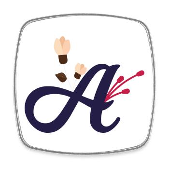 Elegant letter 'A' with flowers - Square fridge magnet - white - Front