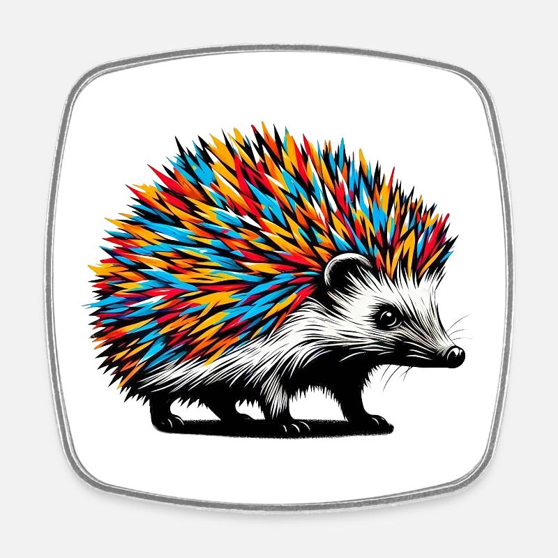 Igel - Viereckiger Kühlschrankmagnet - Weiß