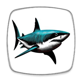 Requin - Magnet carré - blanc - Devant