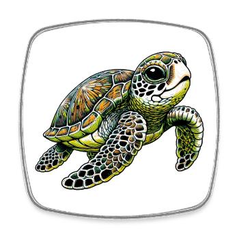 Turtle - Square fridge magnet - white - Front