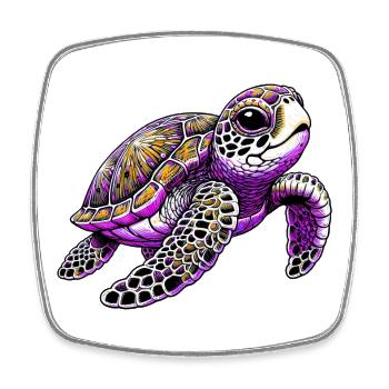 Turtle - Square fridge magnet - white - Front