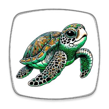 Turtle - Square fridge magnet - white - Front