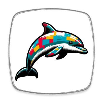 Delfin - Viereckiger Kühlschrankmagnet - Weiß - Vorne