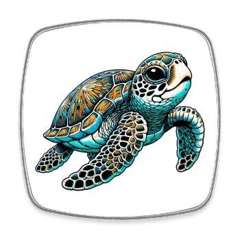 Turtle - Square fridge magnet - white - Front