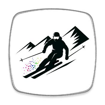 Skiurlaub Skifahrer Skifahren Wintersport - Viereckiger Kühlschrankmagnet - Weiß - Vorne