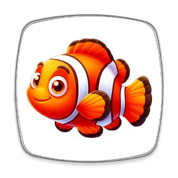 Poisson-clown - Magnet carré - blanc - Devant